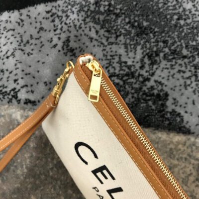 POCHETTE CON CORREA DE TEJIDO CON LOGOTIPO CELINE Y PIEL - Imagen 4