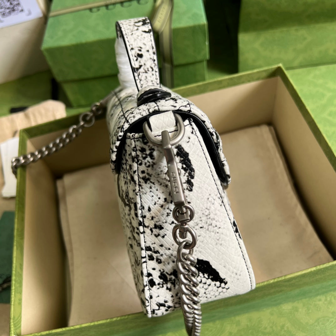 Minibolso GG Marmont de asa superior de pitón Gucci - Imagen 5