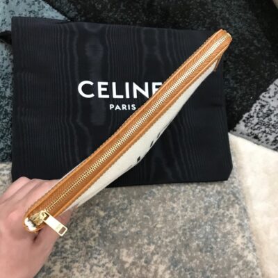 POCHETTE CON CORREA DE TEJIDO CON LOGOTIPO CELINE Y PIEL - Imagen 3