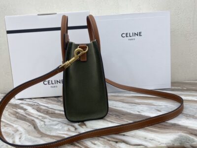 BOLSO LUGGAGE NANO DE TEJIDO Y PIEL CAQUI / TOSTADO CELINE - Imagen 5