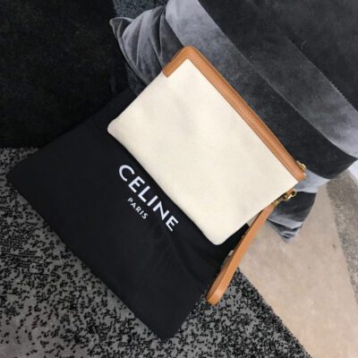 POCHETTE CON CORREA DE TEJIDO CON LOGOTIPO CELINE Y PIEL - Imagen 5