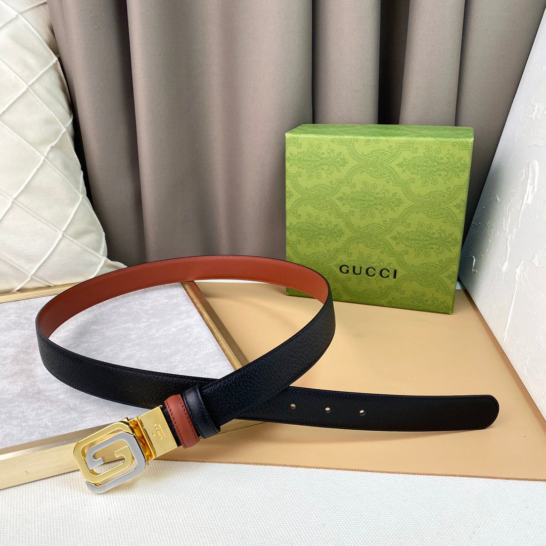 Cinturón reversible con GG cuadrada GUCCI - Imagen 2