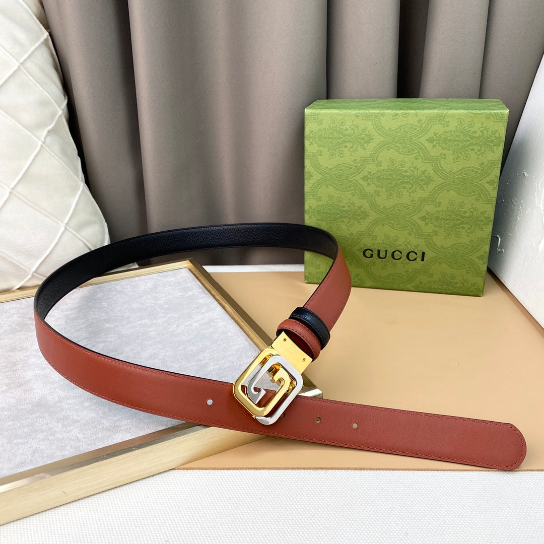 Cinturón reversible con GG cuadrada GUCCI - Imagen 4
