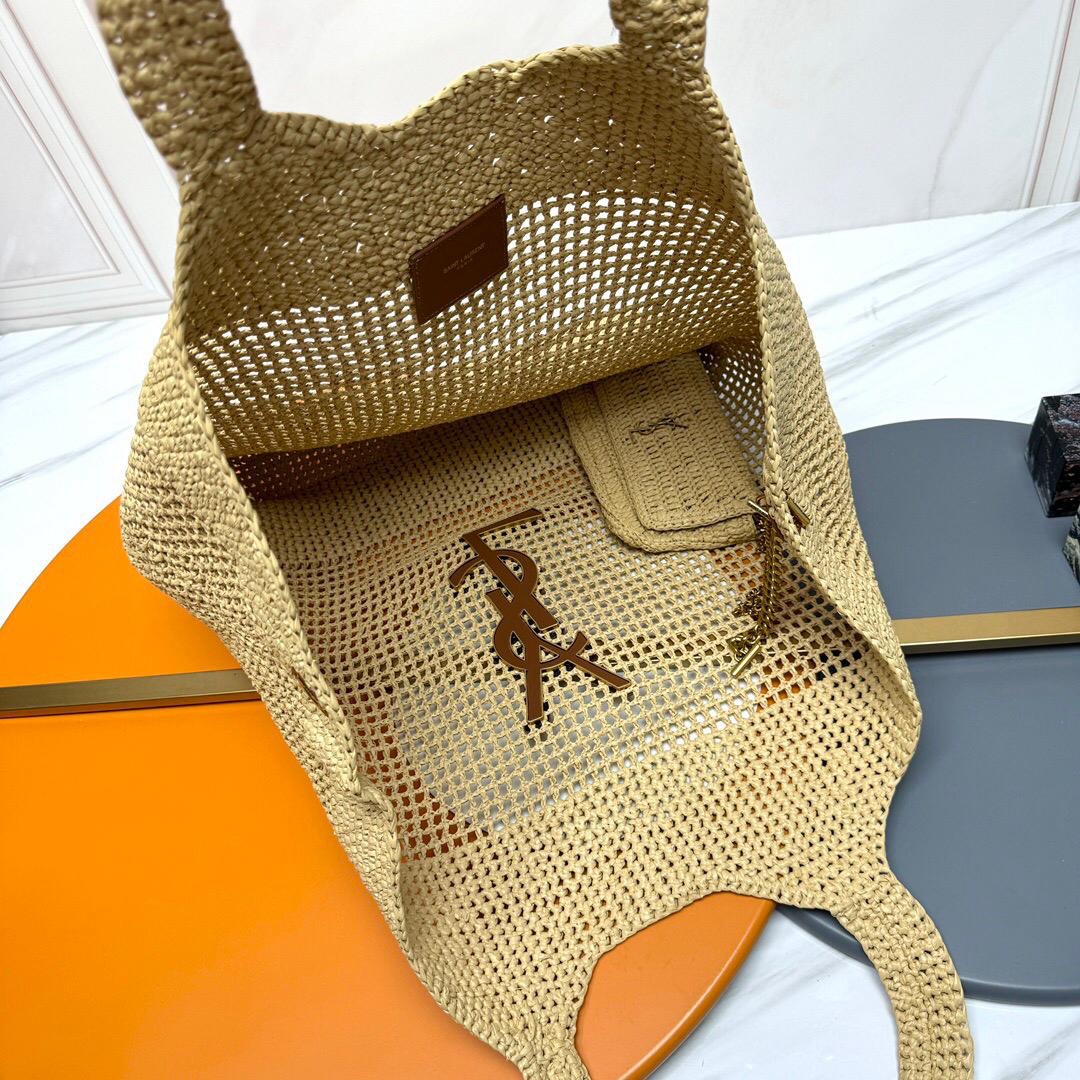 MAXIBOLSO SHOPPER ICARE DE CROCHÉ DE RAFIA YSL - Imagen 7
