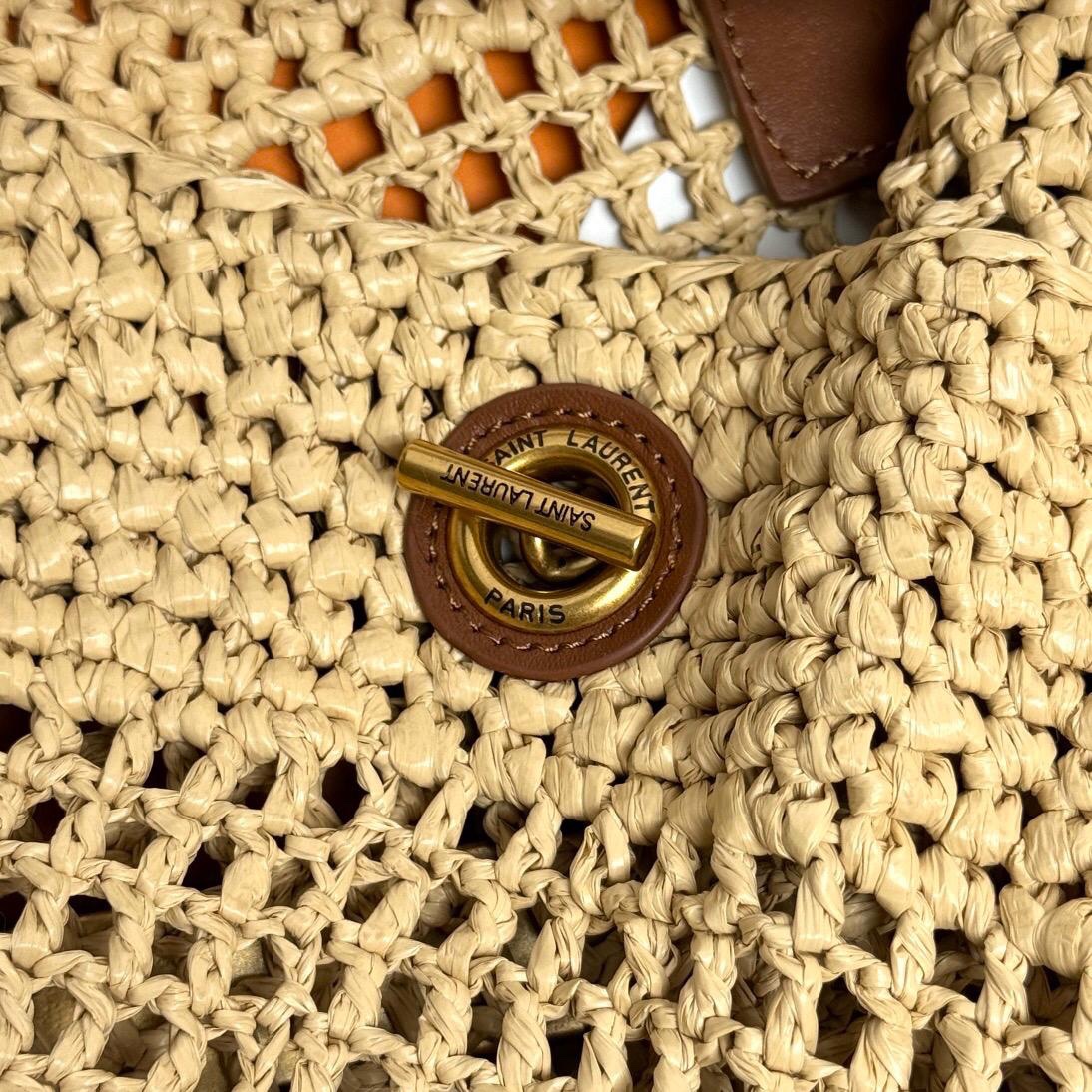 MAXIBOLSO SHOPPER ICARE DE CROCHÉ DE RAFIA YSL - Imagen 6