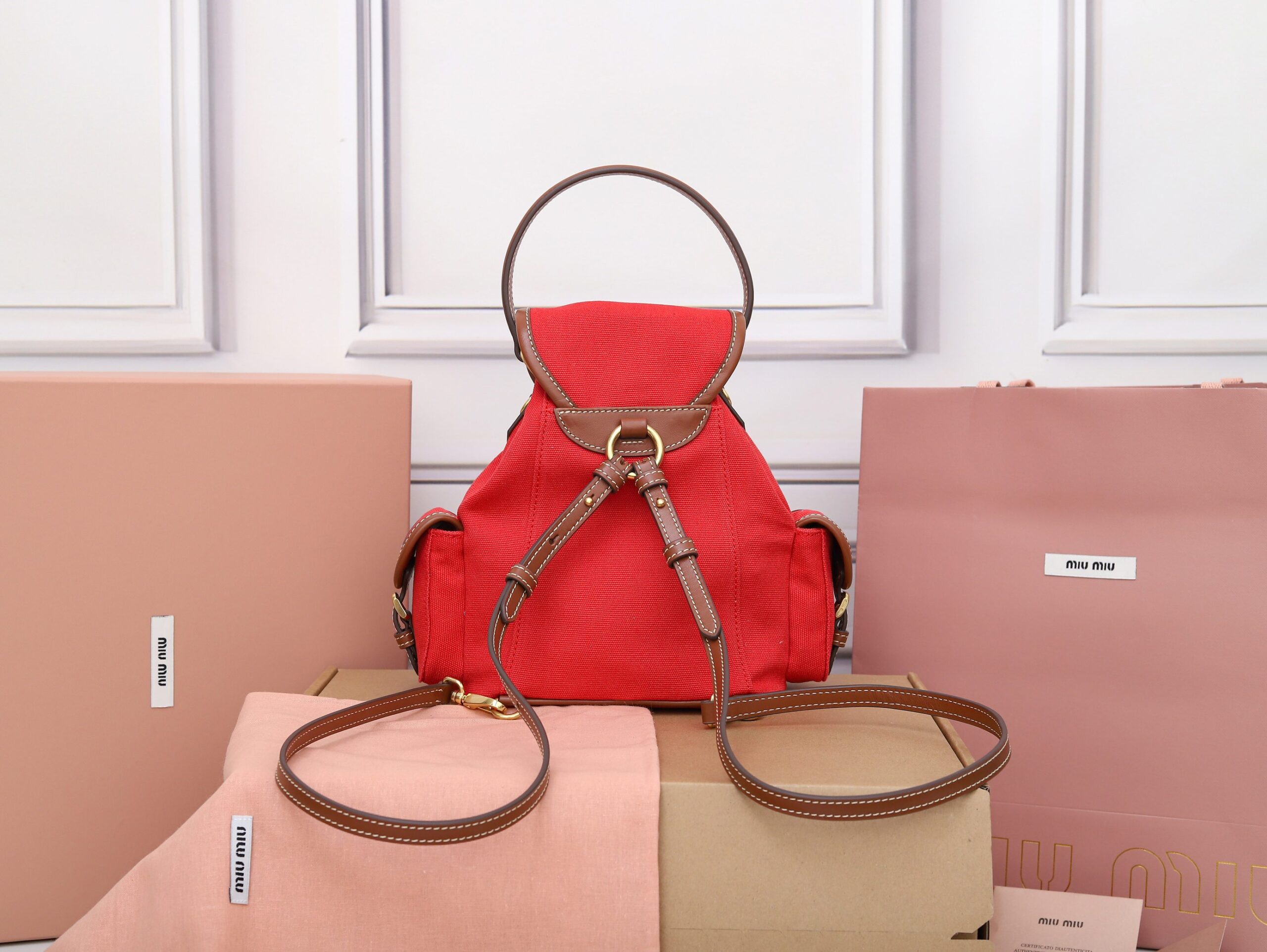 Mochila de lona y piel Miu Miu - Imagen 4